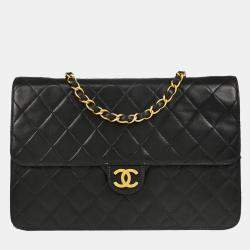 Chanel Flap Medium Black Lambskin Shoulder Bag
