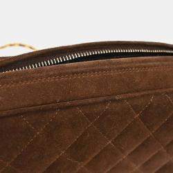 Chanel Front Pocket Small Brown Suede Camera Bag 