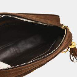 Chanel Front Pocket Small Brown Suede Camera Bag 