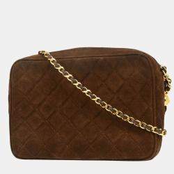 Chanel Front Pocket Small Brown Suede Camera Bag 