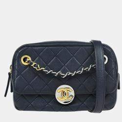 Chanel Mini Navy Lambskin Camera Bag 