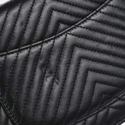 Chanel Classic Black Lambskin Chevron Wallet On Chain