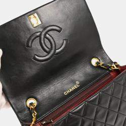 Chanel Full Flap Black Small Lambskin Turnlock Shoulder Bag