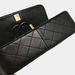 Chanel Full Flap Black Small Lambskin Turnlock Shoulder Bag