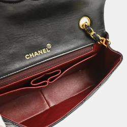 Chanel Full Flap Black Small Lambskin Turnlock Shoulder Bag