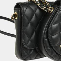 Chanel Side Pack Double Black Lambskin Quilted Bag