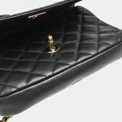 Chanel Side Pack Double Black Lambskin Quilted Bag