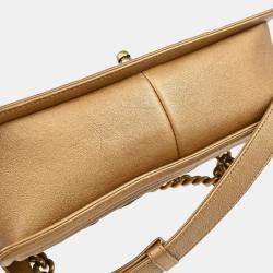 Chanel Boy Medium Gold Lambskin Shoulder Bag 