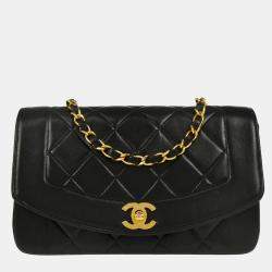 Chanel Diana Small Black Lambskin Shoulder Bag