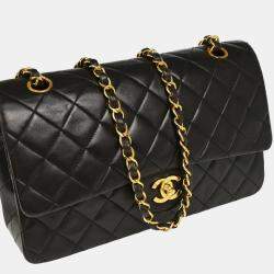Chanel Classic Double Flap Medium Black Lambskin Shoulder Bag