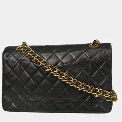 Chanel Classic Double Flap Medium Black Lambskin Shoulder Bag
