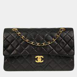 Chanel Classic Double Flap Medium Black Lambskin Shoulder Bag