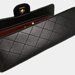 Chanel Classic Double Flap Medium Black Lambskin Shoulder Bag