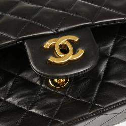 Chanel Classic Double Flap Medium Black Lambskin Shoulder Bag