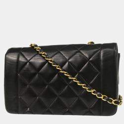 Pre Owned Chanel Diana Small Black Lambskin Shoulder Bag