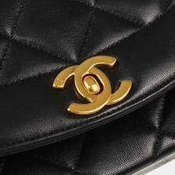 Pre Owned Chanel Diana Small Black Lambskin Shoulder Bag