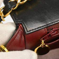 Pre Owned Chanel Diana Small Black Lambskin Shoulder Bag