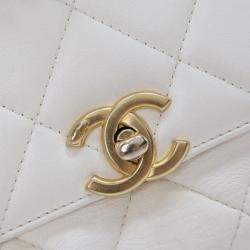 Chanel Silver Small Quilted Lambskin Crystal Logo Letters Chain Flap