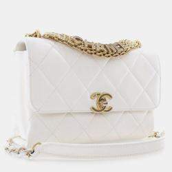 Chanel Silver Small Quilted Lambskin Crystal Logo Letters Chain Flap
