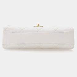 Chanel Silver Small Quilted Lambskin Crystal Logo Letters Chain Flap