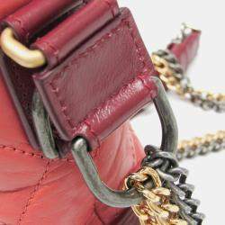 Chanel Gabriel De Chanel Small Leather Shoulder Bag Pink Wine