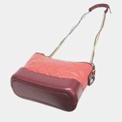 Chanel Gabriel De Chanel Small Leather Shoulder Bag Pink Wine