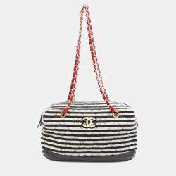 Chanel Black White Quilted Jersey and Lambskin Coco Sailor Camera Bag