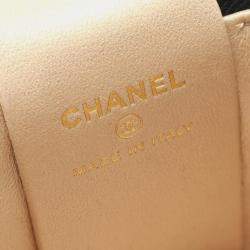 Chanel Black Mini Quilted Lambskin Ruched Handle Vanity Case