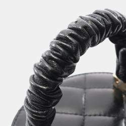 Chanel Black Mini Quilted Lambskin Ruched Handle Vanity Case