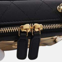 Chanel Black/Gold Extra Mini CC Quilted Golden Plate Vanity Crossbody
