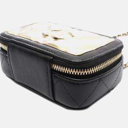 Chanel Black/Gold Extra Mini CC Quilted Golden Plate Vanity Crossbody