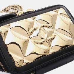 Chanel Black/Gold Extra Mini CC Quilted Golden Plate Vanity Crossbody