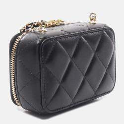 Chanel Black/Gold Extra Mini CC Quilted Golden Plate Vanity Crossbody