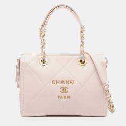Chanel Pink Small Quilted Calfskin Small Bowling Bag