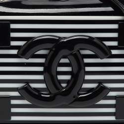 Chanel Black Patent Leather Plexiglass Striped CC Mini Boy Brick Flap Bag