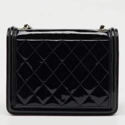 Chanel Black Patent Leather Plexiglass Striped CC Mini Boy Brick Flap Bag