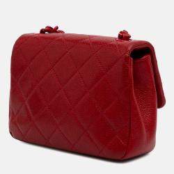 Chanel Red Mini Square Caviar Incognito Flap