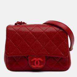 Chanel Red Mini Square Caviar Incognito Flap