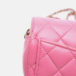 Chanel Pink CC Quilted Lambskin Sunglasses Case with Chain