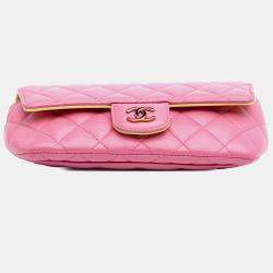Chanel Pink CC Quilted Lambskin Sunglasses Case with Chain