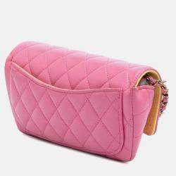 Chanel Pink CC Quilted Lambskin Sunglasses Case with Chain