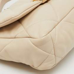 Chanel Cream Quilted Leather Small 19 Flap Bag