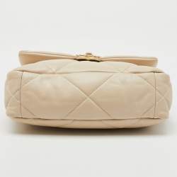 Chanel Cream Quilted Leather Small 19 Flap Bag