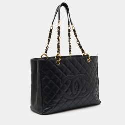 Chanel Black Quilted Caviar Leather Grand GST Shopper Tote Bag