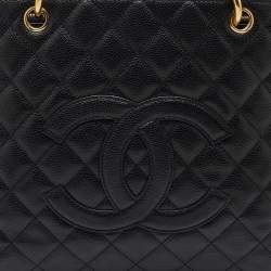 Chanel Black Quilted Caviar Leather Grand GST Shopper Tote Bag
