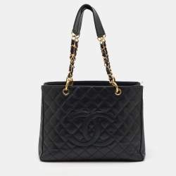 Chanel Black Quilted Caviar Leather Grand GST Shopper Tote Bag