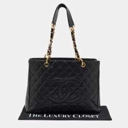 Chanel Black Quilted Caviar Leather Grand GST Shopper Tote Bag