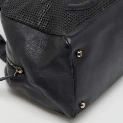 Pre Owned Chanel Black Leather Perforated CC Bowler Bag