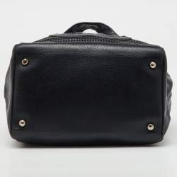 Pre Owned Chanel Black Leather Perforated CC Bowler Bag
