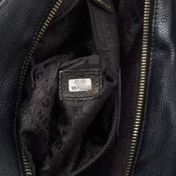 Pre Owned Chanel Black Leather Perforated CC Bowler Bag